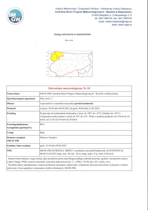 2020 prognoza 9-12 lutego 2020