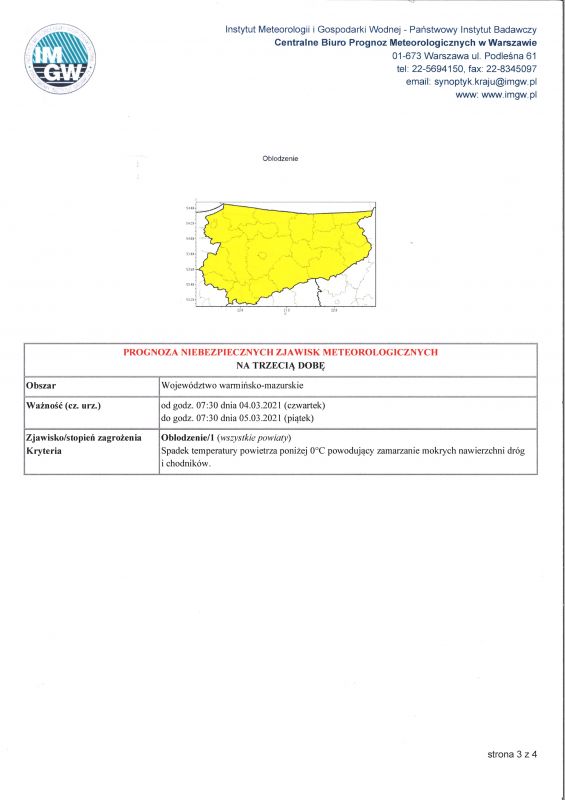 2020 ostrzeżenie meteo 4 marca