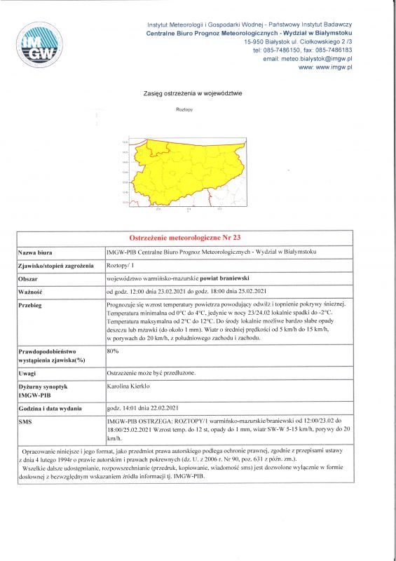 2020 prognoza 23 lutego 2021