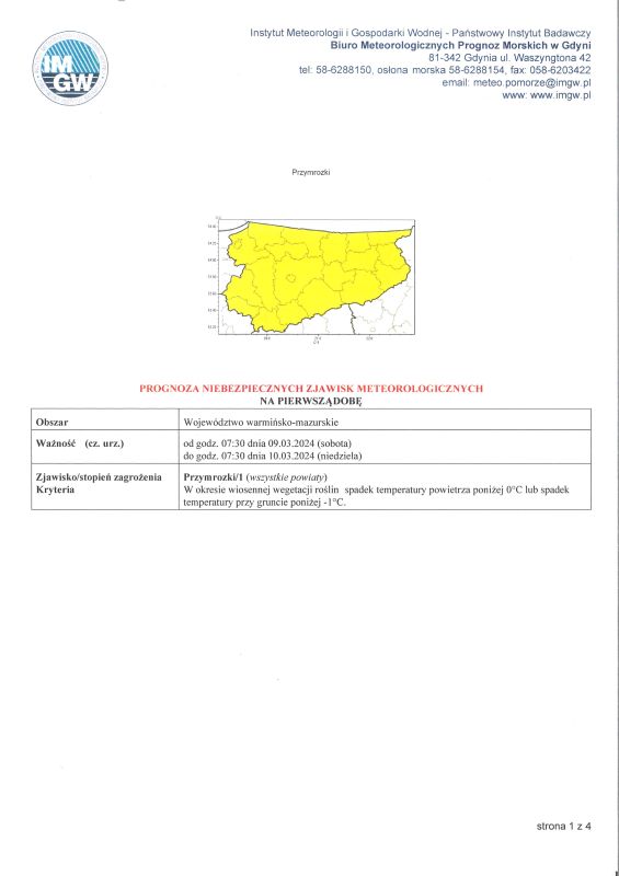 Ostrzezenie meteorologiczne 8 marca 2024